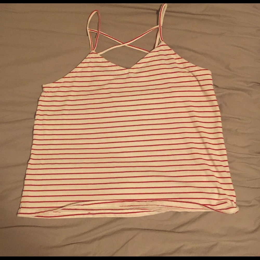 red and white striped tank top